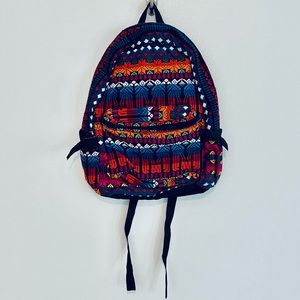 Multicolor Thread Woven Zippered Backpack